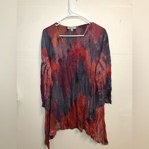 Vibrant Multicolor Long Sleeve Flowy Women's Top Size Large Jess & Jane
